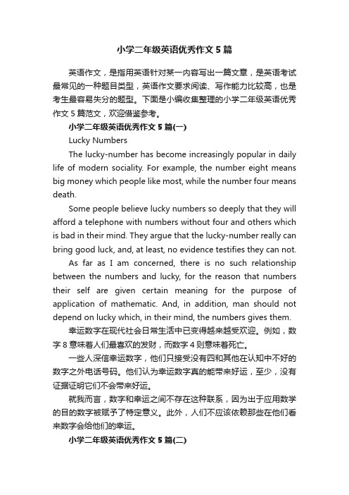 小学二年级英语优秀作文5篇