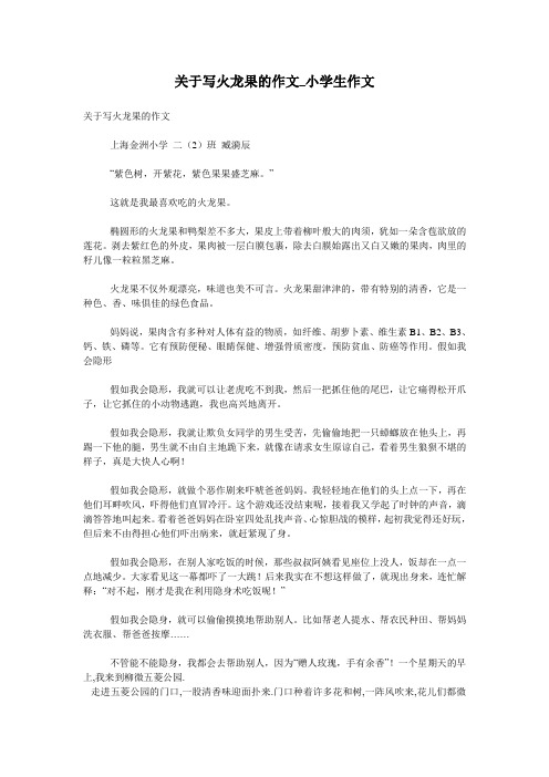 关于写火龙果的作文_小学生作文