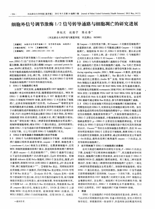 细胞外信号调节激酶1／2信号转导通路与细胞凋亡的研究进展