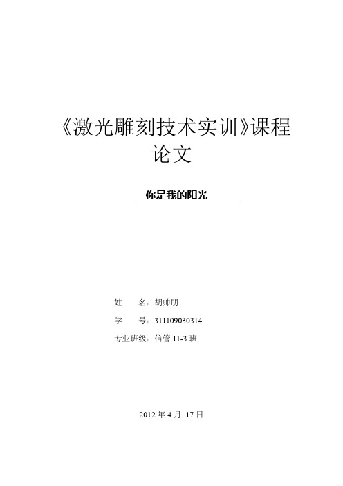 激光雕刻技术实训报告论文