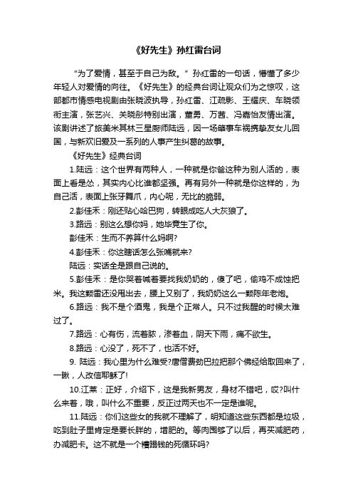 《好先生》孙红雷台词