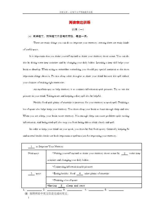 黑龙江省2016中考英语阅读表达word专项练习