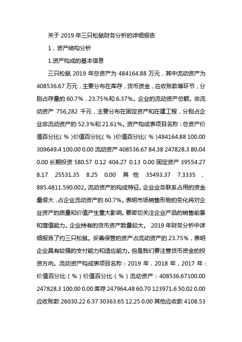 2019三只松鼠财务报表分析