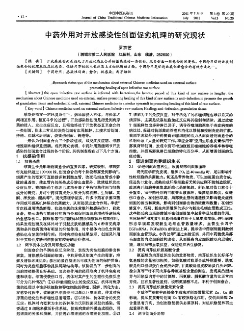 中药外用对开放感染性创面促愈机理的研究现状