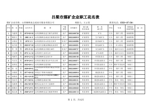 吕梁市煤矿企业职工花名表 (1)