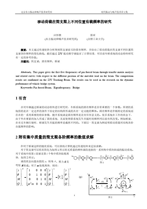 移动荷载在简支梁上不同位置有载频率的研究
