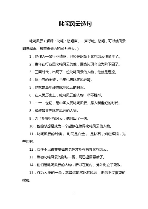 叱咤风云造句