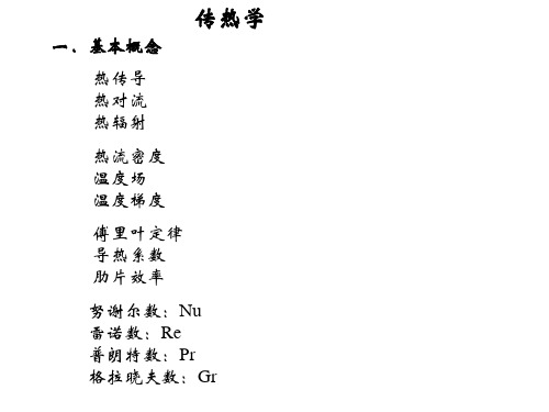 武汉理工传热学复习大纲