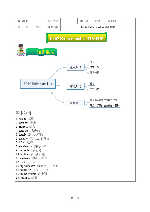 牛津上海版六年级上册英语 Unit 7 Rules round us