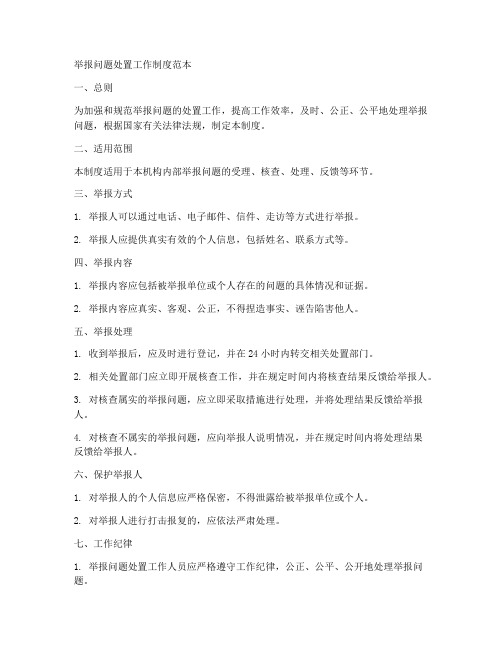 举报问题处置工作制度范本