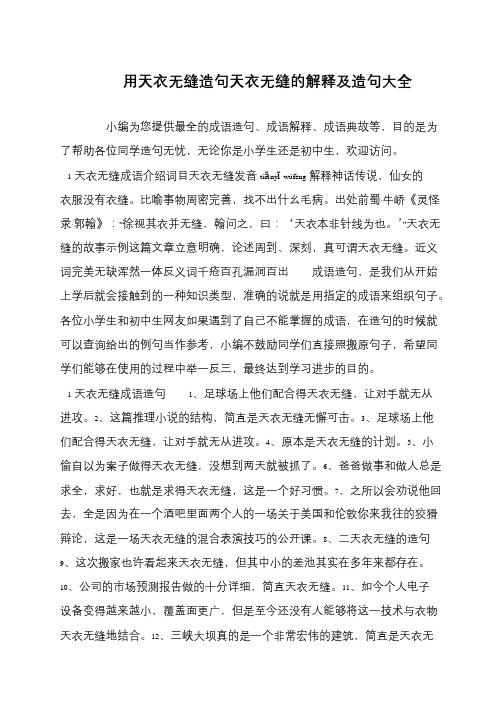 用天衣无缝造句天衣无缝的解释及造句大全