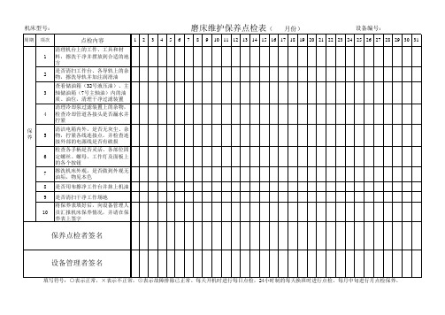 磨床维护保养点检表