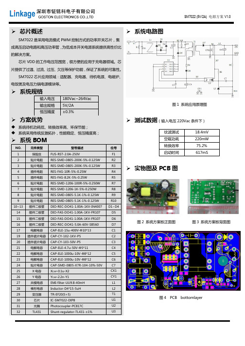 SM7022 5V2A充电器电源模块PWM控制功率芯片