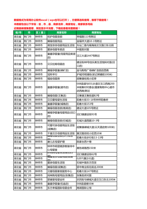2020新版湖北省荆门市钟祥市月子服务工商企业公司商家名录名单黄页联系号码地址大全60家