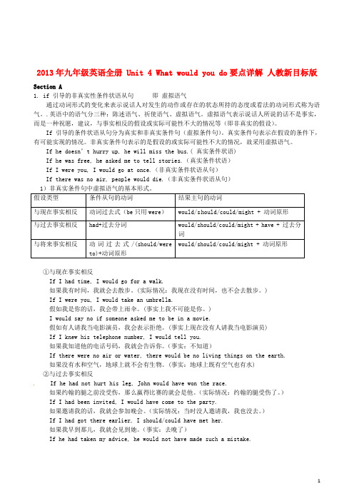 2013年九年级英语全册 Unit 4 What would you do要点详解 人教新目标版
