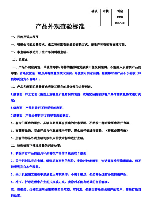 产品外观查验标准(723)