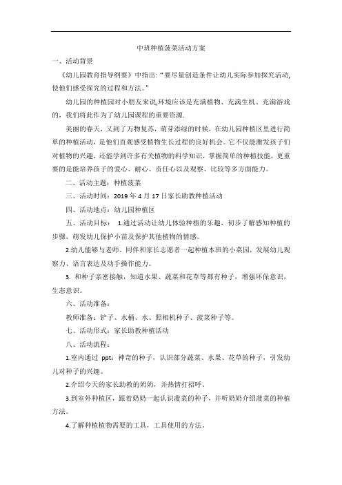 中班种植菠菜活动方案