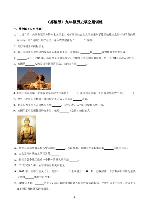 (部编版)九年级历史填空题训练