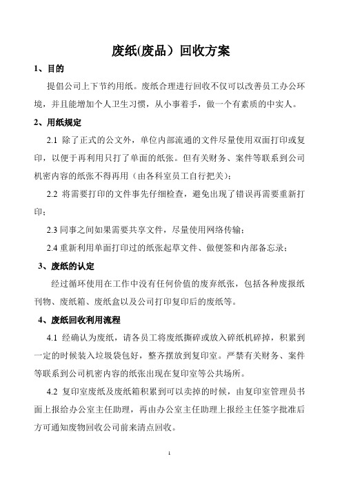 废纸回收方案