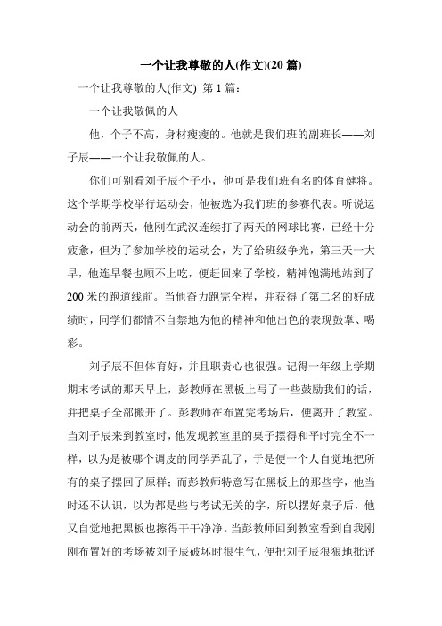 新整理一个让我尊敬的人(作文)(20篇)