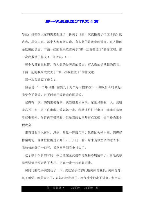 那一次我撒谎了作文4篇