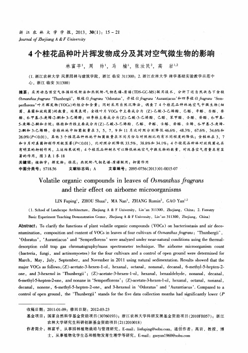 4个桂花品种叶片挥发物成分及其对空气微生物的影响