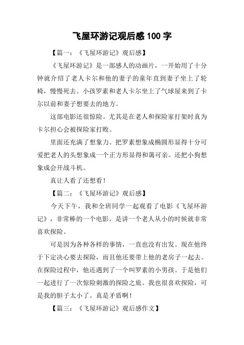 飞屋环游记观后感100字