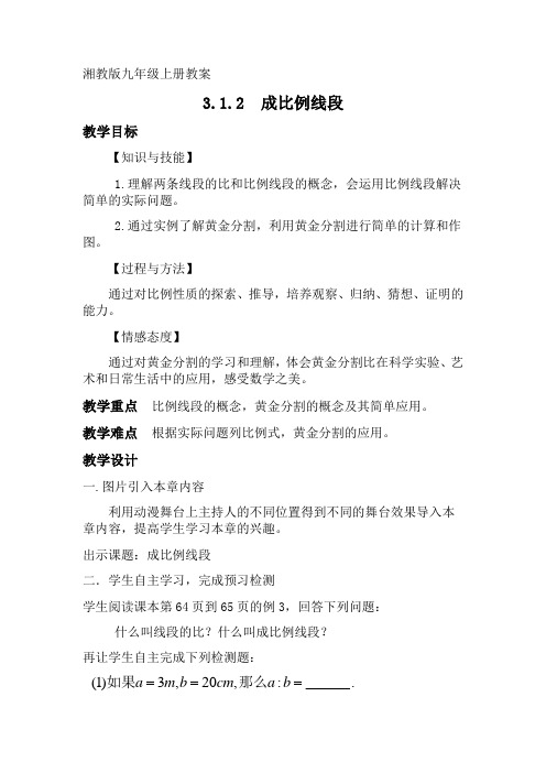 教学设计.1.2成比例线段 教案