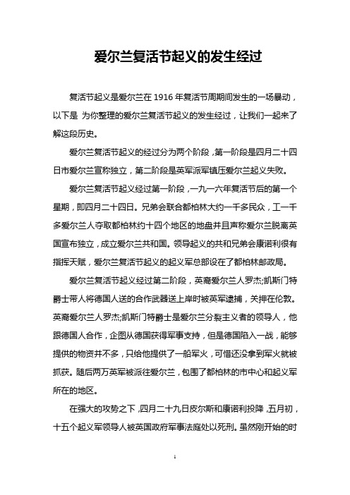 爱尔兰复活节起义的发生经过