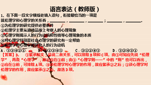 语言表达简明、连贯、得体、准确、鲜明、生动课件-2021届青岛二中高三语文一轮复习 (共15张PPT)