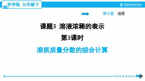 2021春科学版九年级化学下册课件 第7章 7.3.3 溶质质量分数的综合计算