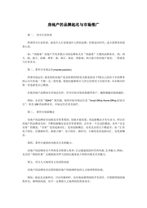 房地产的品牌起名与市场推广