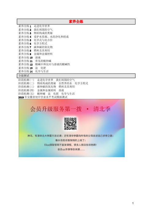 (课标通用)安徽省2019年中考化学总复习目录