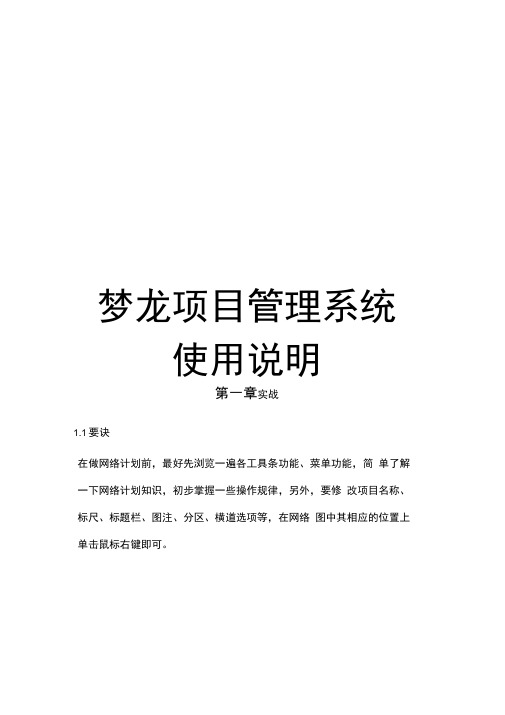 梦龙项目管理系统使用说明模板