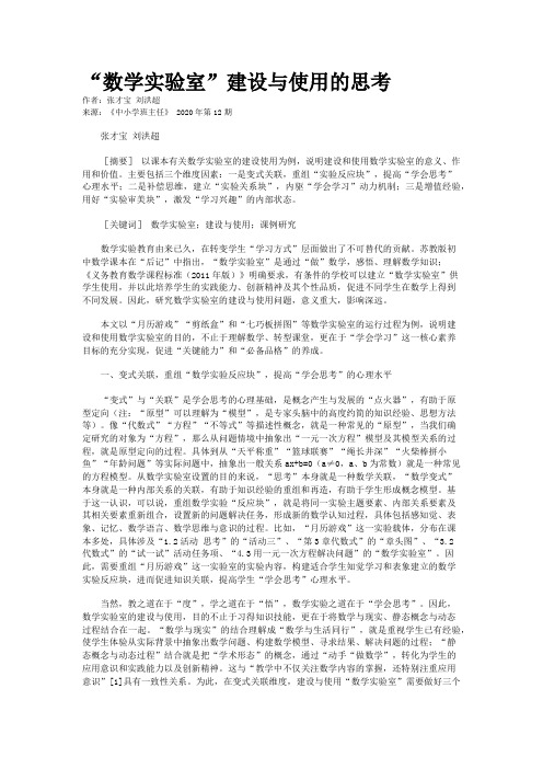 “数学实验室”建设与使用的思考
