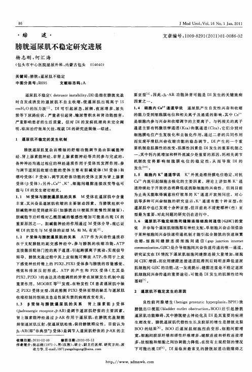 膀胱逼尿肌不稳定研究进展