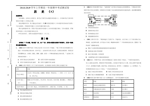吉林省吉林市普通高中2018-2019学年上学期高一期中考试 历史 word版含答案