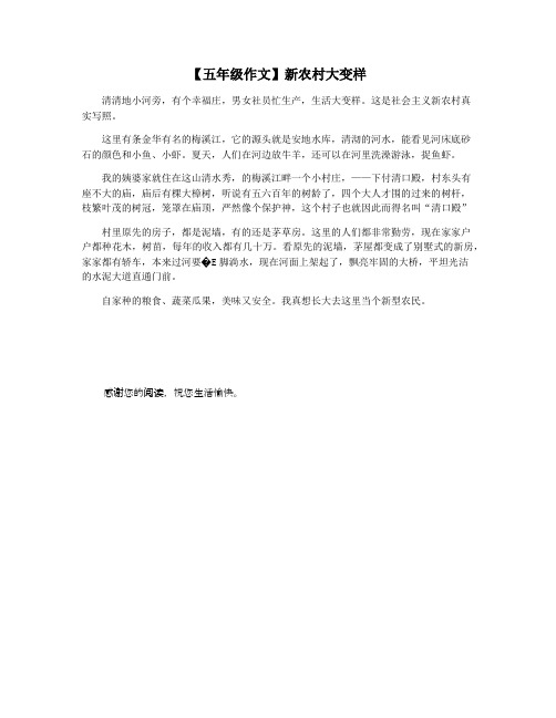 【五年级作文】新农村大变样
