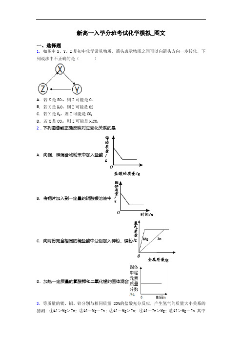 新高一入学分班考试化学模拟_图文