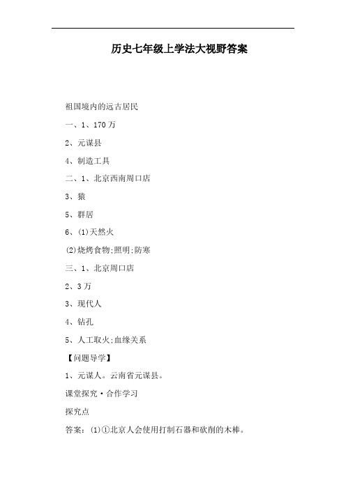 历史七年级上学法大视野答案