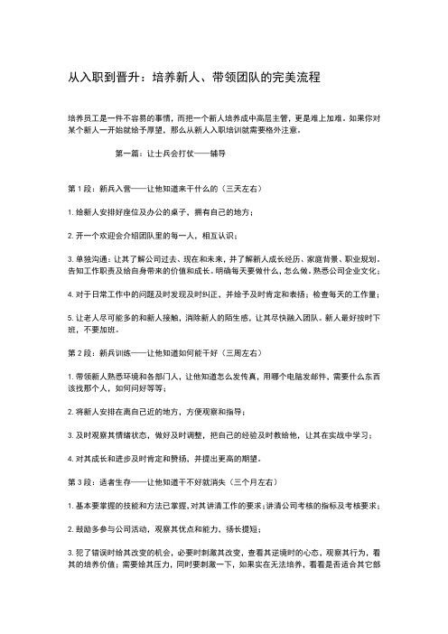从入职到晋升：培养新人、带领团队的完美流程