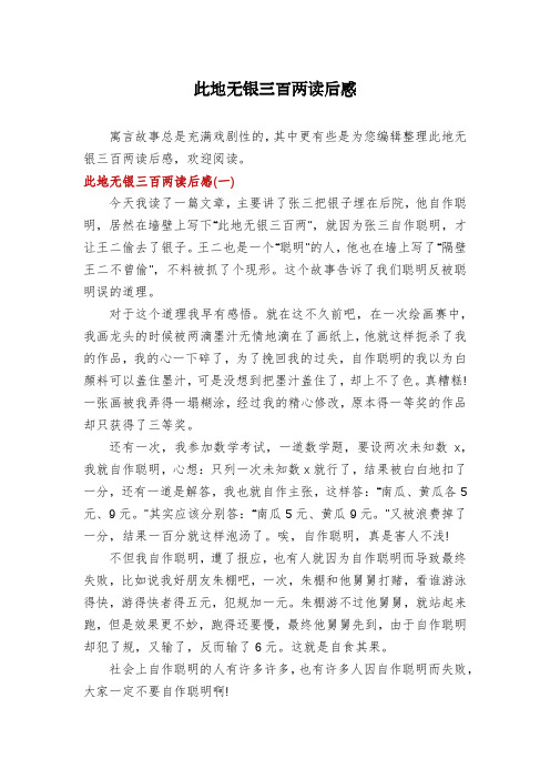 此地无银三百两读后感
