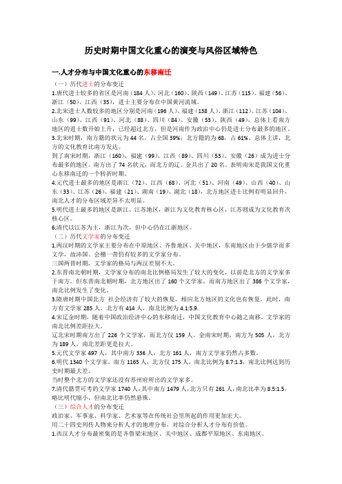 历史时期中国文化重心的演变与风俗区域特色
