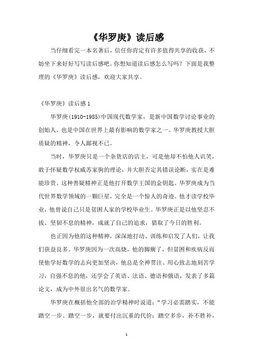 《华罗庚》读后感