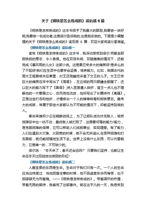 关于《钢铁是怎么炼成的》读后感6篇