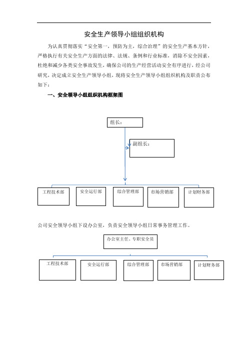 安全生产领导小组组织机构