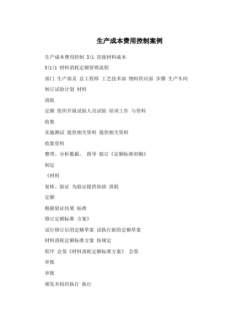 生产成本费用控制案例