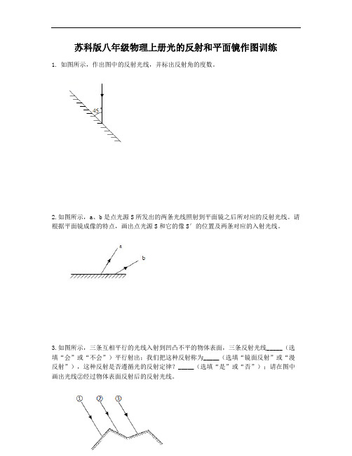 苏科版八年级物理上册光的反射和平面镜作图训练  无答案