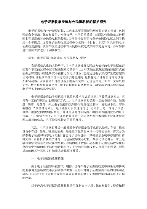 电子证据收集措施与公民隐私权的保护探究