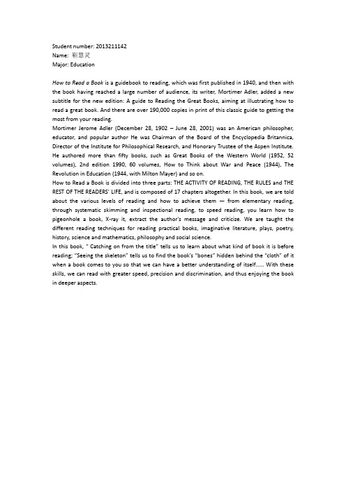 How to read a book--book report